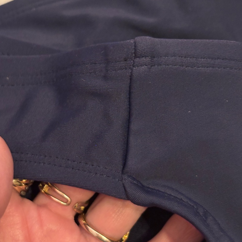 Kona Sol Dark Solid Navy Blue High Coverage Hipster Minimalst Bikini Bottom ONLY - Picture 5 of 17
